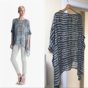 Ronen Chen ‘Emma’ oversized drape Top in Neptune Print (tiedye grey/black/white)